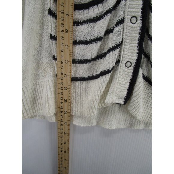 Eddie Bauer Sweater Petites Small Cardigan Striped Pockets Snap Up - Picture 4 of 10